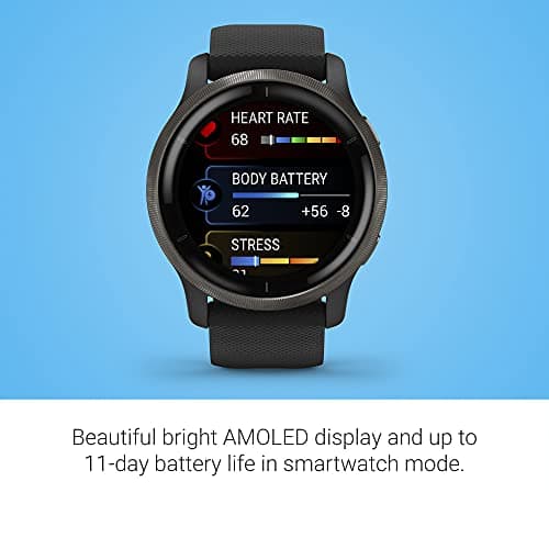 Garmin Venu 2, GPS Smartwatch with Advanced Health Monitoring and Fitness Features, Slate Bezel with Black Case and Silicone Band, (010-02430-01) — view 2