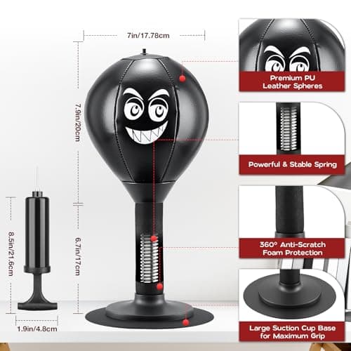 Desktop Punching Bag, Small Relaxing Punch Rage Bag Stress Relief with Upgraded Strong Suction Cup & All-Around Foam Protect Spring, Portable Tabletop Boxing Ball for Friends Adult Youth Office — view 2