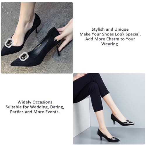 2PACK Shoe Clips, Luxury Decorative Shoe Clips for Pumps Wedding Party, Delicate Bridal Shoe Buckles Clips, Detachable Jewelry Clips for Clothing Scarf Handbag Hat (Style-08) — view 2