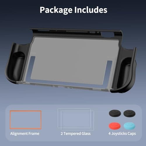 ewnol Dockable Case for Nintendo Switch 2, Protective Switch 2 Grip Case Supports Stand Use, Ergonomic Grip Cover with 2 Screen Protector & 4 Thumb Caps — view 5