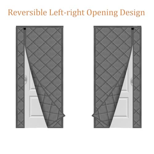 Wohomzy Thermal Door Curtain Fits Doors Size 36"x80"，Curtain Size 39"x82", Magnetic Insulated Side Open Keep Warm in Winter Cool in Summer,Gray — view 2