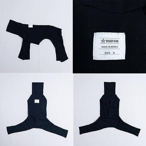 D Doggy Star Italian Greyhound Clothes Stretchable Onesie Whippet for Dog (L,Ribbed Black) — view 2