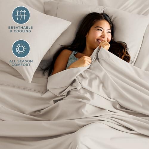 Bare Home Queen Sheet Set - 1800 Ultra-Soft Microfiber Queen Bed Sheets - Double Brushed - Deep Pockets - Easy Fit - 4 Piece Set - Bed Sheets (Queen, Wheat)