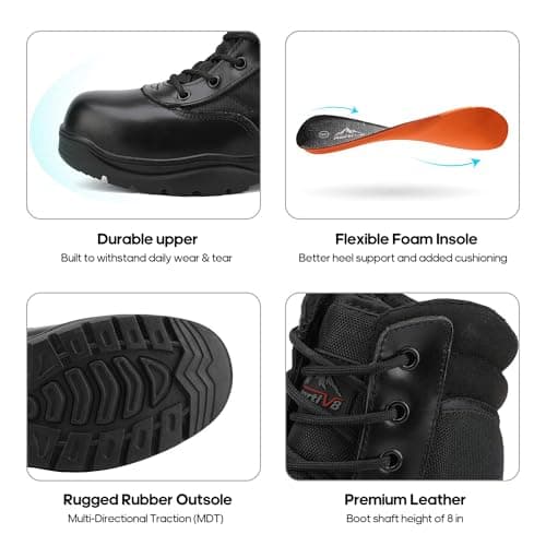 NORTIV 8 Men's Military Tactical Work Boot Wide Fit,Black,9 — view 6