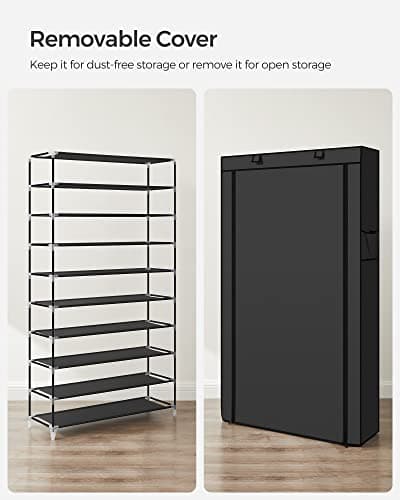 SONGMICS 10-Tier Shoe Rack, Shoe Storage Organizer Cabinet, Black URXJ36H — view 7