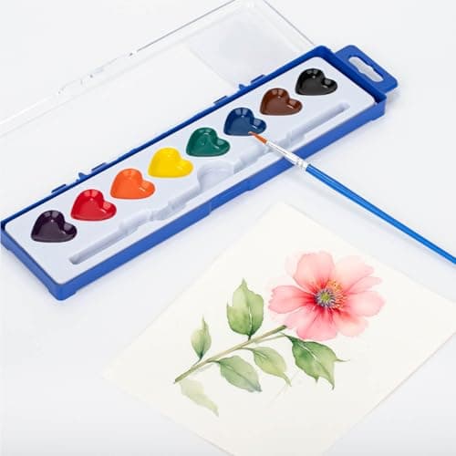 ARTLYMERS 2 Pack Water Color Paint Sets for Kids, 8 Colors Heart Watercolor Paint Set with Paintbrush Washable, Valentines Gifts Art Supplies for Preschool Classroom Party Favor Prizes Exchange — view 4