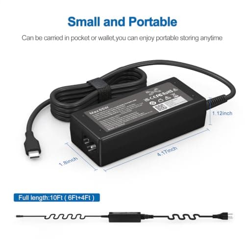 YZAESHAY Replacement 65W USB C Laptop Charger Compatible with HP Chromebook and All 65W USB Type C Power Adapter — view 2
