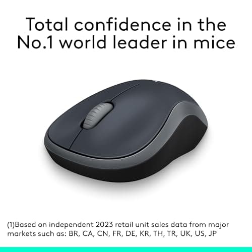 Logitech M185 Compact Ambidextrous 2.4 GHz Wireless Mouse - Swift Grey