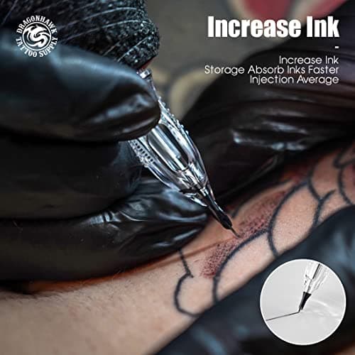 Dragonhawk Tattoo Needle Cartridges - 20PCS Disposable 1215RM Round Magnum Tattoo Needles with Membrane, Professional Cartridge Needles for Shading Work, Compatible with All Rotary Pen Tattoo Machines — view 2