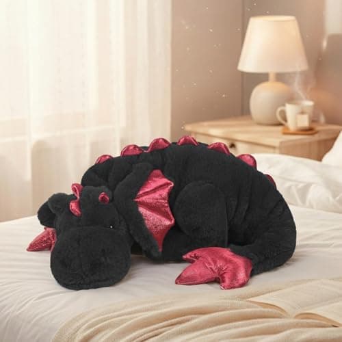 ARELUX Large 36in Cute Dragon Stuffed Animals Plush Toy Soft Black Pterosaur Plushie Giant Fuzzy Dinosaur Pillow Plushies with Wings Cuddly Gifts for Friends Family — view 2