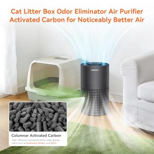 AIRROMI Air Purifier for Bedroom with HEPA 3-in-1 Filter, Pet Air Purifier for Home Cat Pee Smell, Covers Upto 990 Ft², Quiet 360°intake Air Cleaner for pet hair,allergies,pollen,Smoke，A2001 Black — view 3