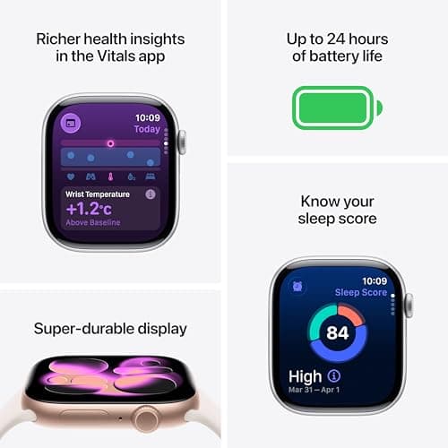 Apple Watch Series 11 [GPS 46mm] Smartwatch with Jet Black Case and Black Sport Band - M/L. Sleep Score, Fitness Tracker, Health Monitoring, Always-On Display, Water-Resistant — view 2