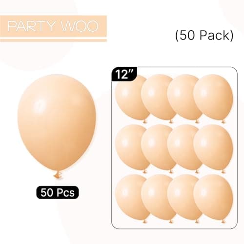 PartyWoo Nude Balloons 50 pcs 12 Inch Beige Apricot Boho Neutral Latex Balloons for Wedding Baby Shower Gender Reveal Graduation Birthday Party Decorations Apricot-F05 — view 6