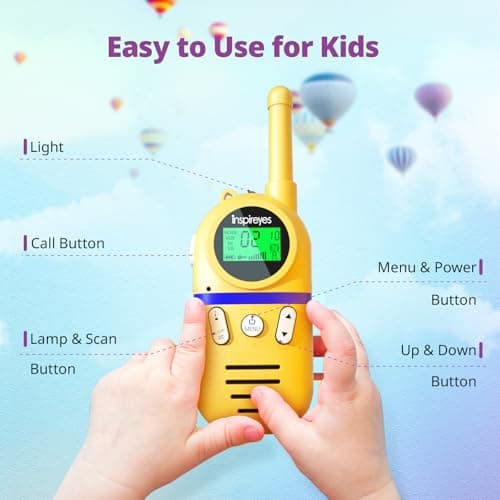 Inspireyes Walkie Talkies for Kids Rechargeable, 48H Working Time 3 Miles Range 22 Channels 2 Way Radio, Outdoor Camping Toys, Family Games,3 Pack — view 5