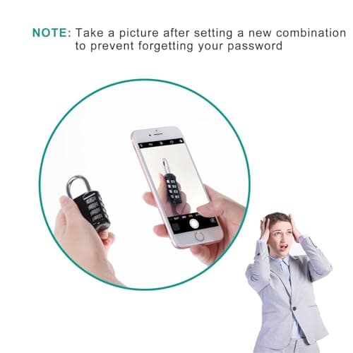 ZHEGE Padlock, Combination Lock 4 Digits, Outdoor Lock Weatherproof (Black) — view 6