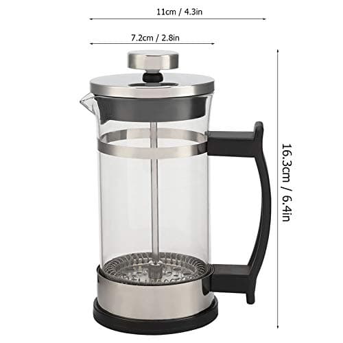 Stainless Steel French Press Coffee Pot with Double Filtration for Household and Small Office Use Made of 304 Stainless Steel and Glass