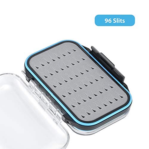Gonex Fly Boxes for Fly Fishing Jig Boxes Two-Sided Waterproof Lightweight Fly Fishing Box Easy Grip Transparent Lid Fly Fishing Lures Box, 4.1"x 3.0"x 1.2", Grey — view 3