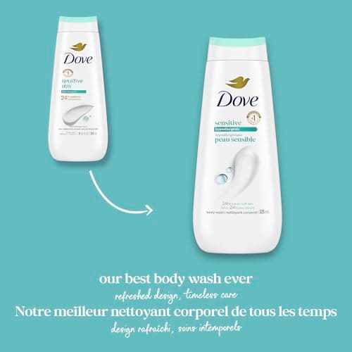 Dove Sensitive Skin Body Wash For 24hr Lotion-Soft Skin, Hypoallergenic with No Sulfates No Parabens, 325mL (Pack of 4) — view 3