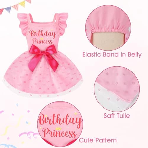 Dog Straps Holiday Dress (S (Back: 12.2",Chest: 14-16", 6.5-12lbs), Birthday Princess) — view 5