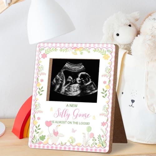 One Silly Goose Baby Shower Sign Picture Frame, Silly Goose Sonogram Picture Frame, New Mom Expecting Parents-to-Be Keepsake Gifts, Silly Geeses Baby Shower Gender Reveal Gifts, 4.5 * 5.3 IN Photo — view 2