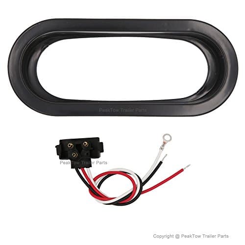 PEAKTOW PTL0431 Oval 6 Inches Red LED Submersible Stop/Turn/Tail/Reverse Trailer Truck RV Lights Including Grommets and Plugs Pack of 2 — view 4