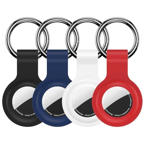 HATALKIN 4 Pack Silicone Holder for AirTag,Soft Protective Keychain Case Compatible with Apple AirTags 1st & 2nd Generation,Key Chain Ring Cover GPS Tracker Item Air Tagfinders for Kids,Bags,Luggages