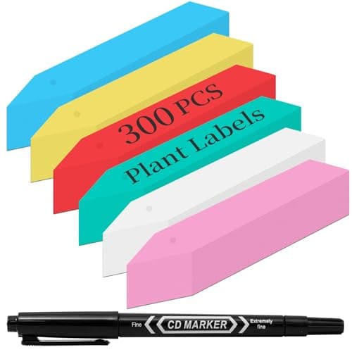 Dalzom® 300Pcs 4" Plant Labels with Marker Pen, Waterproof Plastic Plant Tags for Outdoor Seedlings Vegetable Garden Signs Markers Label Stakes (Multicolor)