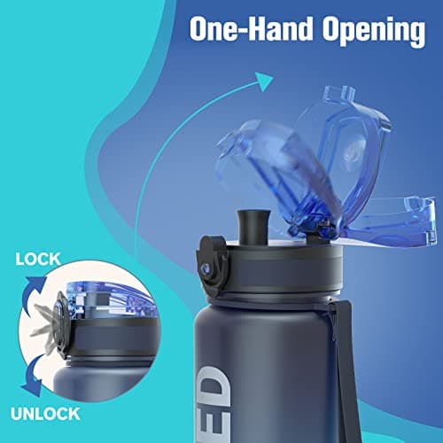 Sahara Sailor Water Bottle, 32oz Motivational Sports Water Bottle with Time Marker - Times to Drink - Tritan, BPA Free, Wide Mouth Leakproof, Fast Flow Technology with Clean Brush (1 Bottle) — view 2
