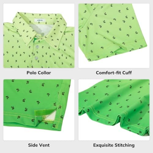 NikNio Boys Polo Shirt Short Sleeve Trendy Casual Collared Golf Shirts, Green Palm, 13-14 Years — view 4