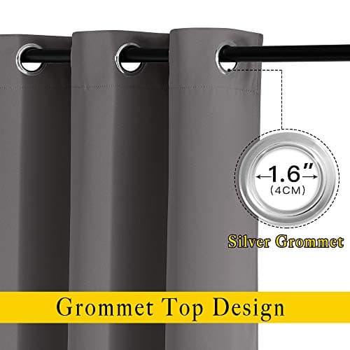 NICETOWN Gray Blackout Curtains for Bedroom 84 inches Long - Thermal Drapes Grommet Room Darkening Light Blocking Curtains Window Treatments for Living Room (2 Panels, W52 x L84, Grey)