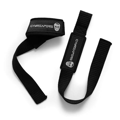 Gymreapers Lifting Wrist Straps for Weightlifting, Bodybuilding, Powerlifting, Strength Training, & Deadlifts - Padded Neoprene with 18" Cotton (Black) — view 2