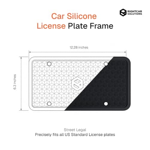 Rightcar Solutions Car Plate Frame, Silicone License Plate Frame, Rust-Proof Rattle-Proof Weather-Proof License Plate Holder for Front or Rear, Black, 1 Pack — view 5