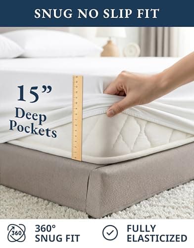 Lane Linen 100% Organic Cotton Queen Sheet Set, 4-Piece Percale Bed Sheets for Queen Bed - Soft, Breathable, Hypoallergenic, Deep Pocket Fits Mattress Up to 15" Deep, Hotel Quality Sheets - White — view 4