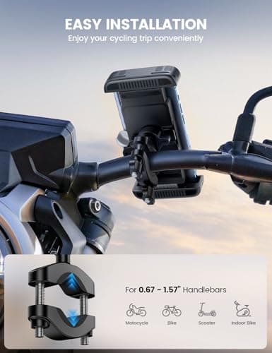 Lamicall Bike Motorcycle Phone Mount - [1s Quick Lock] Bike Phone Holder Clip, [Stable Handlebar Clamp] Bicycle Scooter Handlebar Clamp for iPhone 16 17 Pro Max Plus Air, S26 Ultra All Large — view 2