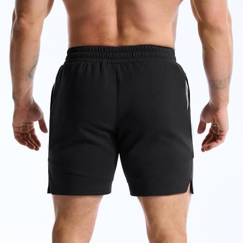 BROKIG Mens Gym Shorts Leg Slim Workout Casual Short(Black,X-Large) — view 5