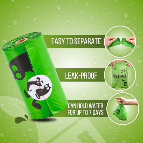 Pet N Pet Dog Poop Bags - USDA Certified 41% Plant-Based Doggy Poop Bags - Leak-Proof Sac Caca Chien Refill Rolls (1080 Count, Unscented, Green) — view 2