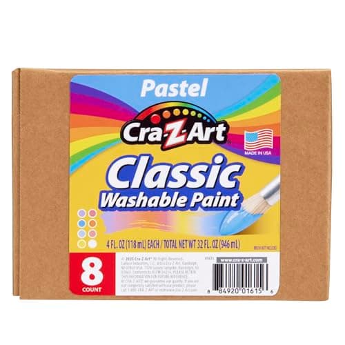 Cra-Z-Art Classic Washable Paint 4oz 8ct Pastels, Vibrant Colors for Arts & Crafts, School Projects, Creative Play & More! Made in USA — view 5