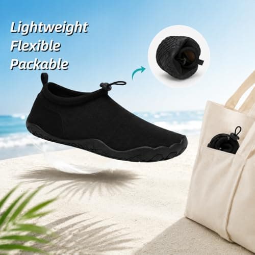 WHITIN Mens Water Shoes for Women Unisex Aqua Sneakers Black M12/W14 — view 3