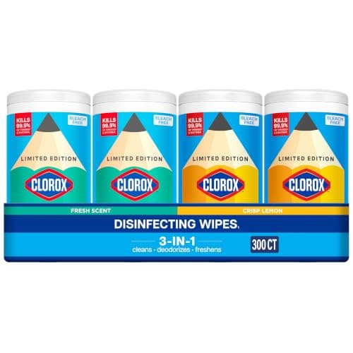 Clorox Disinfecting Wipes Back to School Variety Pack, 75 Count Each, Pack of 4 (Package May Vary)