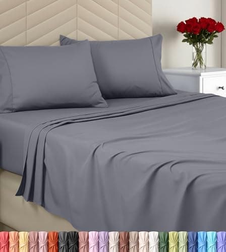 Utopia Bedding Queen Sheet Set - Brushed Microfiber - Soft Bed Sheets for Queen Size Bed Set - Luxury Bedding Sheets with Fitted Sheet, Flat Sheet & 2 Pillow Cases - Deep Pocket (Grey)