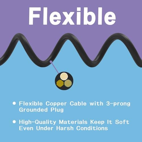 GREATIDE Indoor Outdoor Extension Cord 10 FT, 16/3 SJTW Weatherproof Black Electrical Cords, 13 AMP Heavy Duty 3 Prong Power Cable Great for Garden, Landscaping & Holiday Decorations — view 3