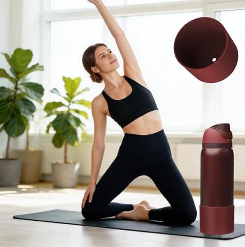 Silicone Water Bottle Boot for Owala 24oz, Anti-Slip Protective Sleeve Watter for FreeSip, Twist, and Flip Stainless Steel Bottles, Bottom Bumper Cover, BPA Free, Black Cherry — view 2