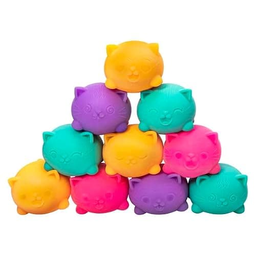 Schylling NeeDoh Teenie Cool Cat - Sensory Squeeze Toy - Contains 3 Mini Groovy Globs - 1.5" Wide - Color May Vary (Pack of 1)
