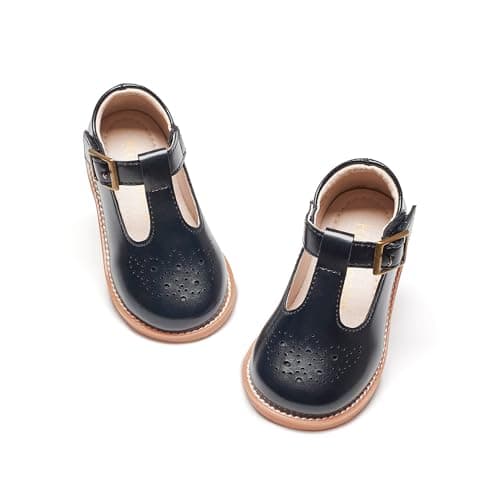 Kiderence Toddler Little Girls Mary Jane Dress Shoes School Oxford for Girls Black Flats Size 6M
