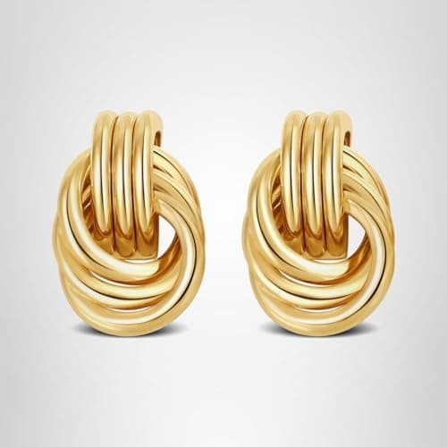 SHERLOVE Chunky Gold Earrings Women Statement Drop Dangle Knot Earrings — view 6