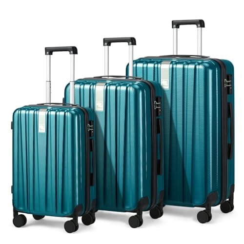 Hanke Luggage Sets 3 piece Carry On Luggage with Wheels PC Hard Shell Suitcases Lightweight Checked Travel Luggage Extra Large Travel Suitcase Woman Men 20/24/29 Inch(Caribbean Blue)