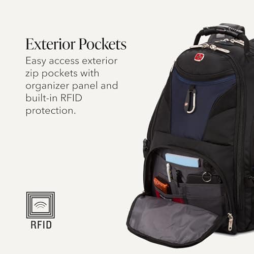 SWISSGEAR 1900 ScanSmart Laptop Backpack, Fits Most 17-Inch Laptops, TSA-Friendly Lay-Flat Design, RFID Protection, and Tablet Pocket, Black, 31L, 18.5-Inch — view 3