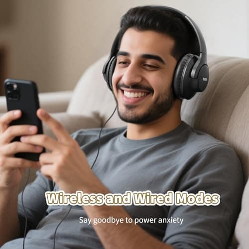 KVIDIO Bluetooth Headphones Over Ear, 65 Hours Wireless Headphones with Microphone, Foldable Lightweight HiFi Stereo Headset with Deep Bass Headphones for Travel Work Laptop PC Cellphone — view 3