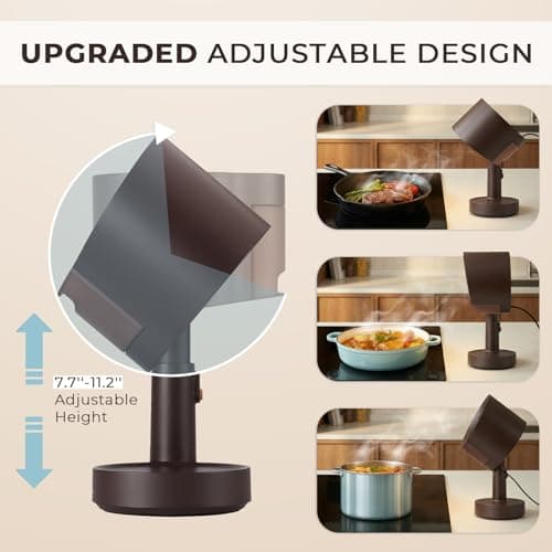 GLENCREAG Desktop Range Hood, Portable Kitchen Exhaust Fan with 3 Speeds, 30°–180° Adjustable Mini Range Hood, Dual Filtration for Tabletop BBQ, Hot Pot, RV, Apartment & Small Spaces