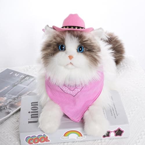 choyaxo Halloween Costumes for Dogs Cat Pet Cowboy Costume Cowboy Hat with Bandana Set for Halloween, Christmas, Holiday, Party, Cosplay (Pink, Small) — view 3